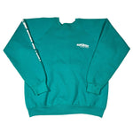 Teal sweatshirt with 'Superdry' logo on a white background