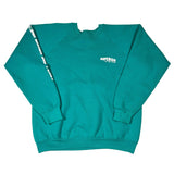 Teal sweatshirt with 'Superdry' logo on a white background