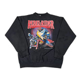 Black sweatshirt with 'Rebel Rider' graphic design on a white background