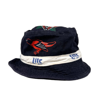 Navy bucket hat with red bird logo and 'Lite Beer' band on a white background