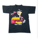 A black vintage graphic T-shirt laid flat on a white background, featuring a portrait of Davey Allison his signature, a yellow and red Texaco logo, and the text 'Havoline 1961-1993'.