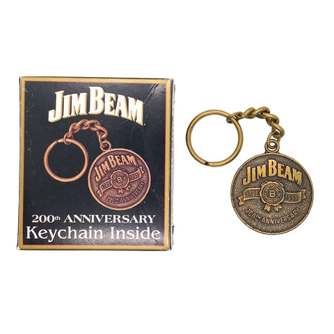 Jim Beam keychain and packaging on a white background