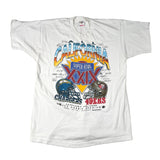 White t-shirt with Super Bowl XXIX event graphics on a white background