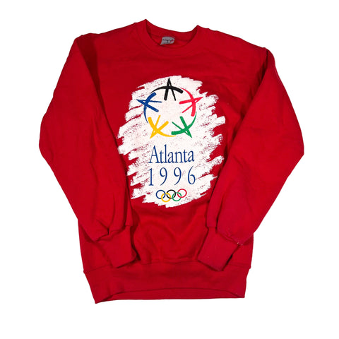 Red sweatshirt with Atlanta 1996 Olympics design on a white background