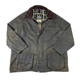 Dark green jacket with plaid lining on a white background