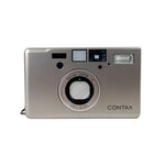Silver Contax camera on a white background