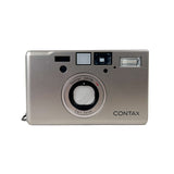 Silver Contax camera on a white background
