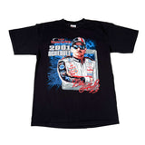 Black t-shirt with a graphic of a driver and text on a white background