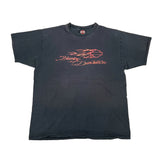Black t-shirt with Harley Davidson logo on a white background