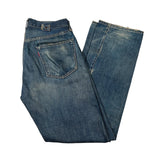 Pair of blue jeans on a white background