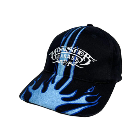 Vintage 2003 Monster Garage Blue Flame Embroidered Hat