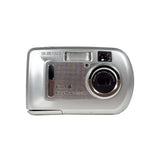 Silver Kodak digital camera on a white background