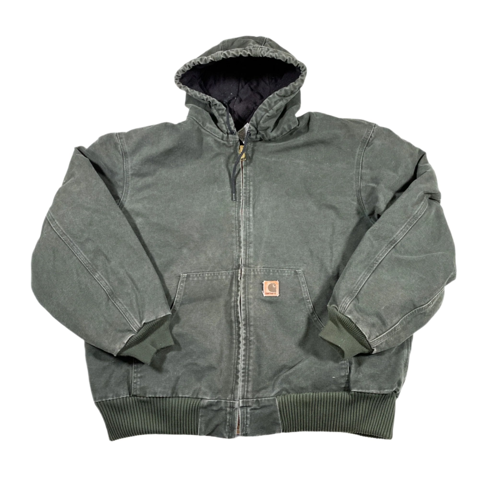 Carhartt Active Jacket mos green/gray 美品 VTG Carhartt Canvas Jacket J160 MOS Moss Green Full Zip Men