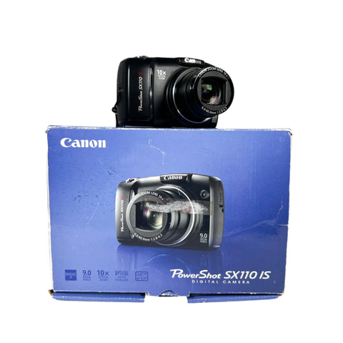 Vintage 2008 Canon PowerShot SX110 IS 9MP Black Digital Camera