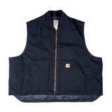 Black carhartt vest with a brand logo on a white background