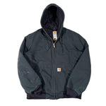 Black hooded jacket with Carhartt logo on a white background