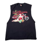 Black sleeveless shirt with Harley Davidson graphic on a white background
