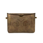 Vintage 60's Brass Embossed Red Felt Interior Clutch Purse