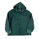 Green jacket with a hood on a white background