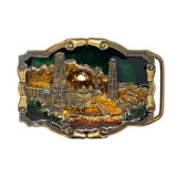Vintage 70's Crude Oil Drilling Scene Enamel Koleaco Belt Buckle