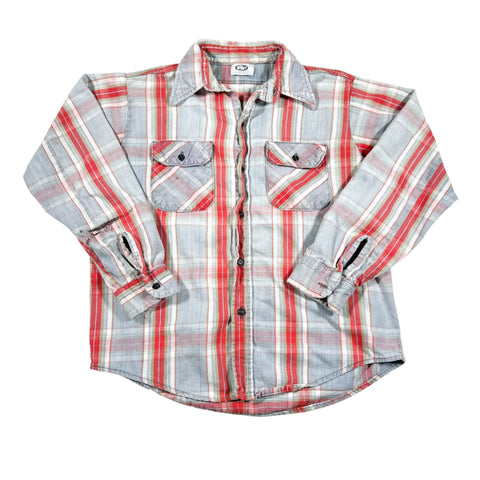 Vintage 70's Mr. Leggs Red & Grey Plaid Flannel Shirt