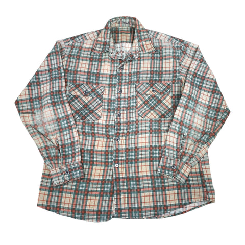 Vintage 70's Plaid All Cotton Button Up Shirt