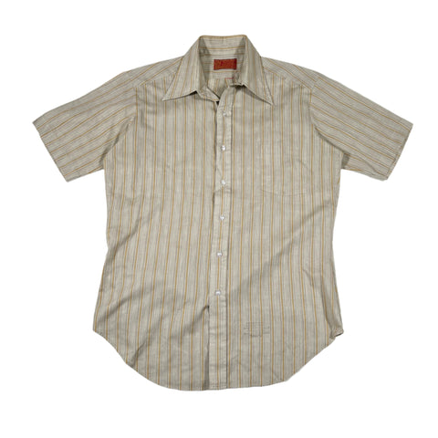Vintage 70's Sears Kings Road Beige Stripe Comfort Shirt