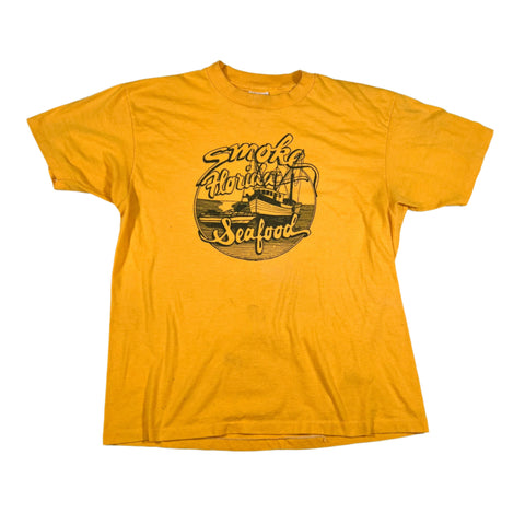 Vintage 70's Smoke Florida Seafood Fishing Boat T-Shirt