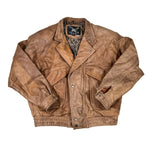 Brown leather jacket on a white background