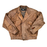 Brown leather jacket on a white background