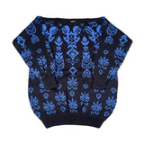 Vintage 80’s Andra Inc. Blue Floral Pattern Knit Sweater