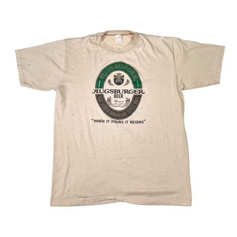 Beige t-shirt with Augsburger Beer logo on a white background