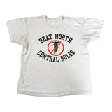 White t-shirt with 'Beat North Central Rules' graphic design on a white background