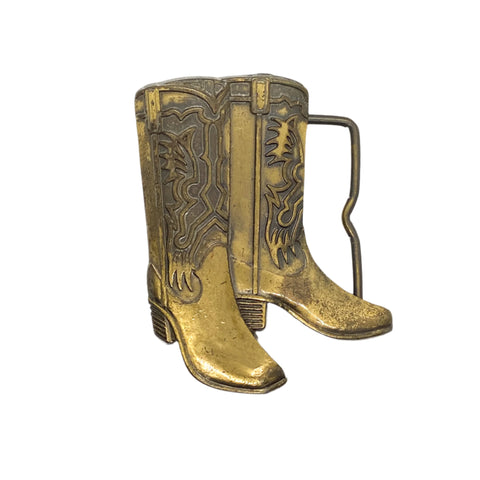 Vintage 80's Brass Cowboy Boots Western Belt Buckle