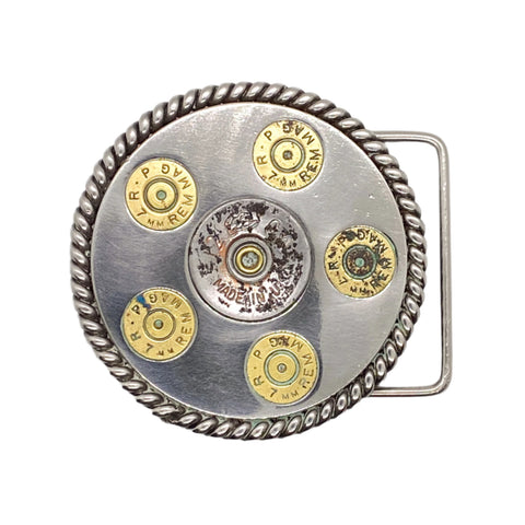 Vintage 80's Bullet Casing Revolver-Style Western Belt Buckle