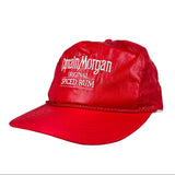 Red Captain Morgan cap on a light gray background
