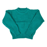 Teal knitted sweater on a white background