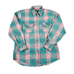 Vintage 80's ENRO Teal & Red Plaid Flannel Shirt