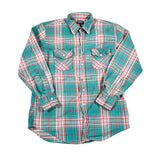 Vintage 80's ENRO Teal & Red Plaid Flannel Shirt