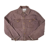 Brown denim jacket on a white background