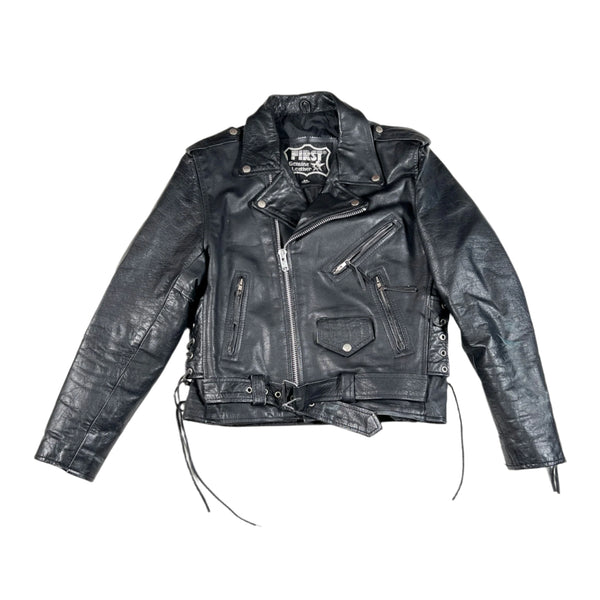 Vintage 80's First Genuine Leather Motorcycle Jacket – CobbleStore