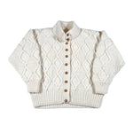 Vintage 80's Hand Knit Wool Cable Knit Cardigan Sweater