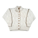 Vintage 80's Hand Knit Wool Cable Knit Cardigan Sweater