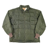 Green puffer jacket on a white background