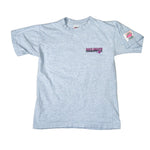 Light blue t-shirt with a logo on the chest against a white background