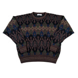 Vintage 80's Jantzen Earth Tone Geometric Knit Crewneck Sweater