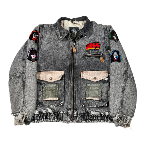 Vintage 80's KISS Patched Canyon River Blues Distressed Jacket