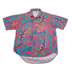 Vintage 80's KatManDo Abstract Tribal Print Short Sleeve Shirt