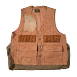 Brown hunting vest with multiple pockets on a white background