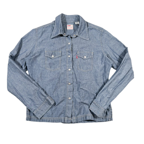 Vintage 80's Levi’s Dry Goods Chambray Snap Western Shirt